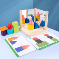 Mirror Shape Building Block Set Solid Wood Material Wooden Mirror Reasoning Game
