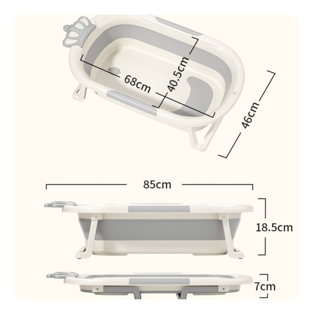 Foldable Baby Bathtub Side Grips Crown-Top Baby Tub for Infants