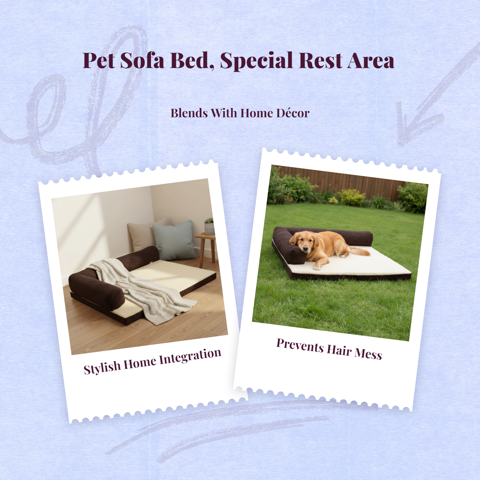 Removable Dog Sofa Bed, Non-Slip Comfort Mat Easy to Clean