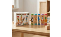 5 Pieces Wooden Rotating Puzzle Multicolor Cylindrical Block Puzzle Imagination