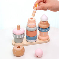 Wooden Dessert Stacker Early Learning Wooden Stacking Game Colorful