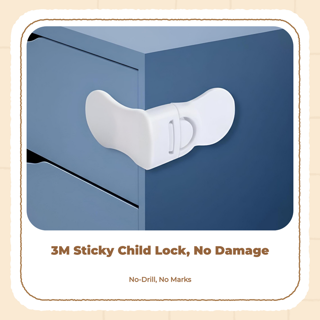 Kid Protection Cabinet Lock, Adjustable Drawer Latch, no tools needed, Infant Proofing for Fridge & Cupboard