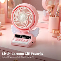 USB Rechargeable Desk Fan Adjustable Desktop Air Circulator Decorative