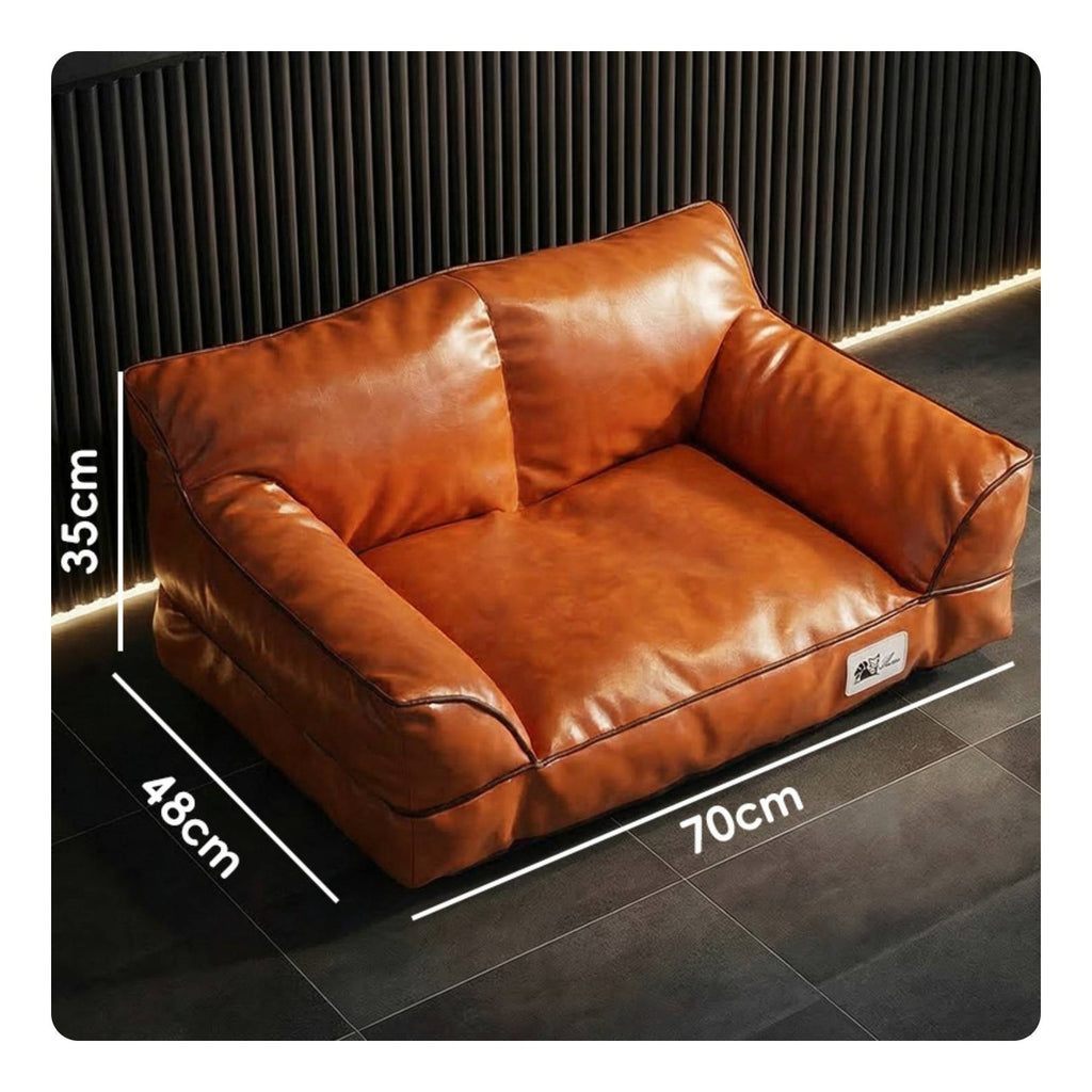 Leather Pet Sofa Bed Removable and Washable Cat Sofa Neck Support Dog Couch for Cats