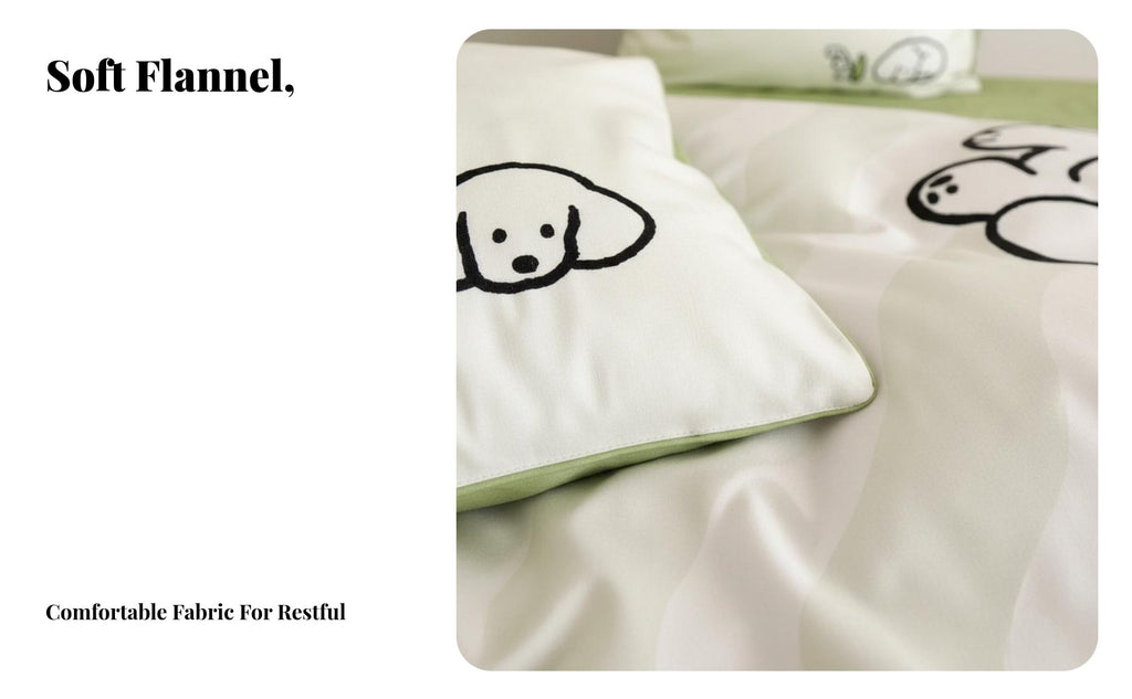 4 Pieces 4-Piece Dog Print Bedclothes Japanese aesthetic Duvet Cover Set for Teens