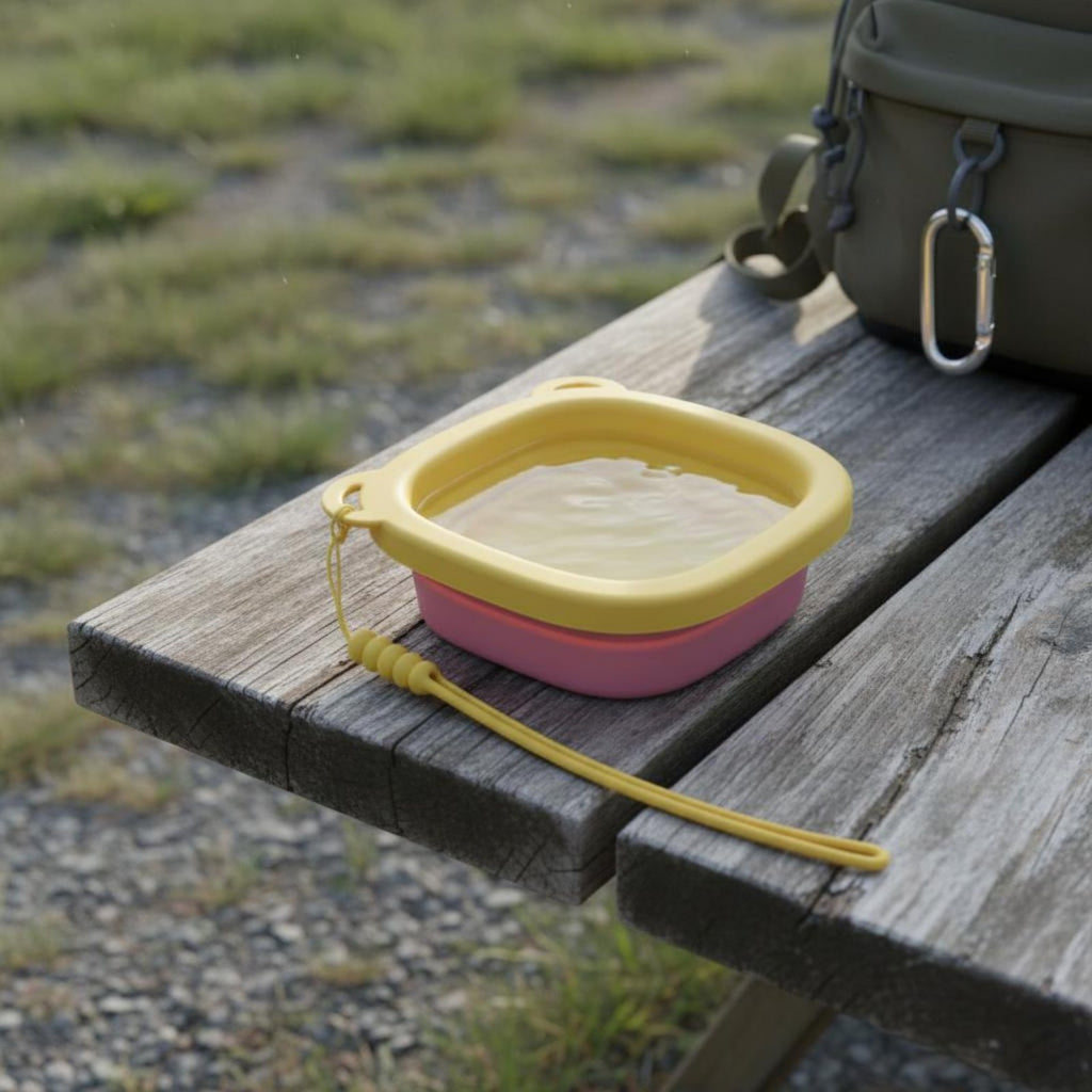 Foldable Pet Bowl Outdoor Friendly Foldable Pet Feeding Bowl Lightweight for Pets, Walking