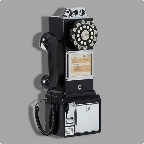 Coin Telephone Chrome Trim Retro Payphone Lockable Door