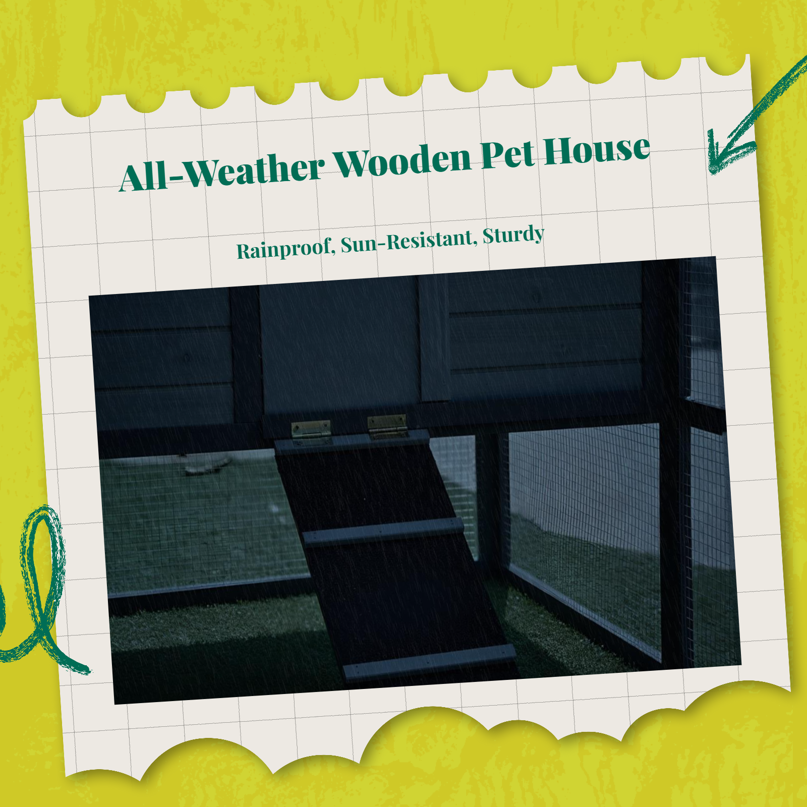 Waterproof wood cat house