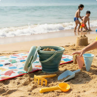 Foldable Beach Pail Set Easy to Pack Mesh Bag Beach Toys Lightweight