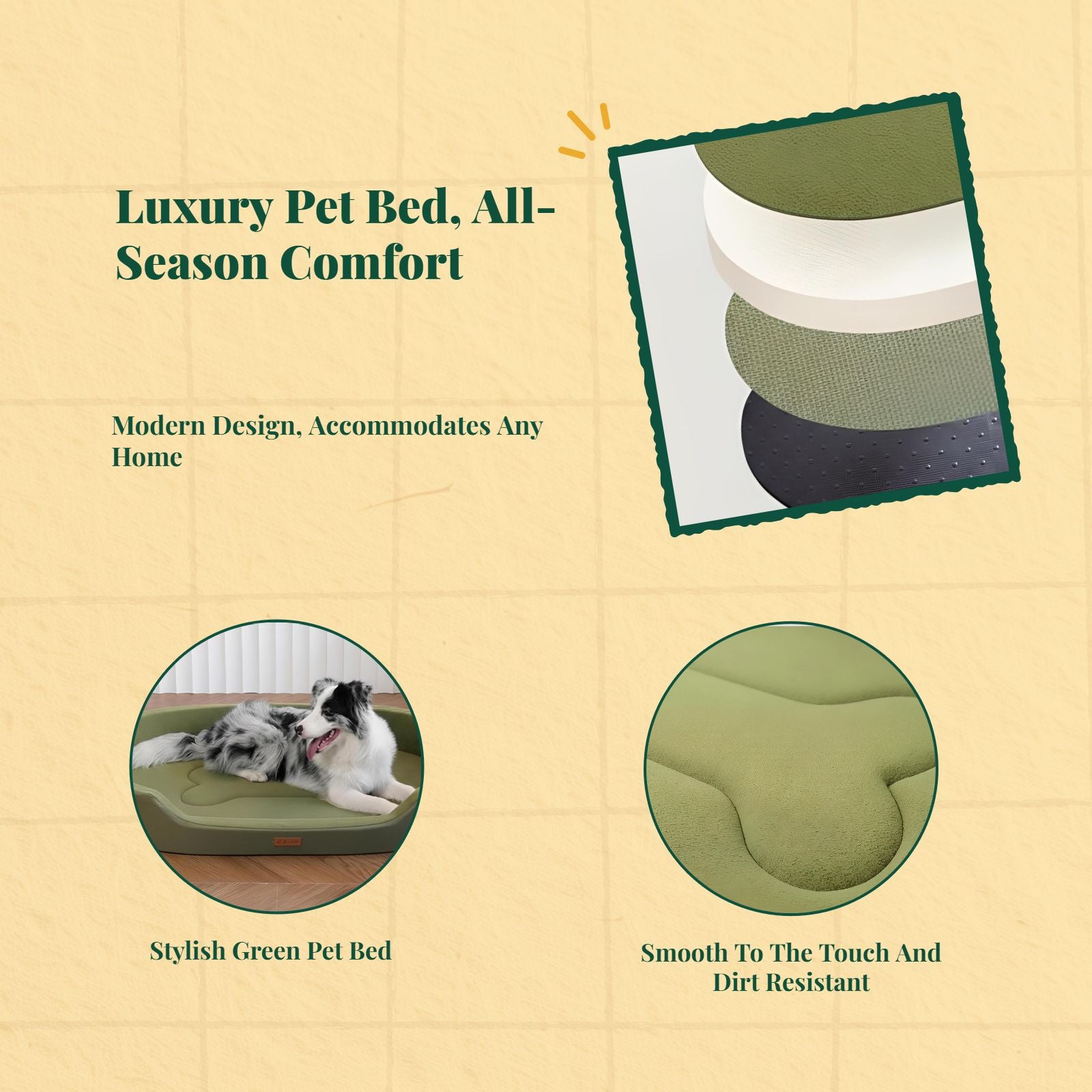 Orthopedic pet bed, washable cover