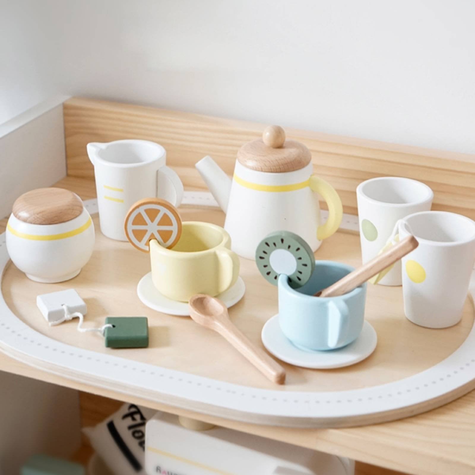 12 Pieces Pretend Tea Party Set Gift Idea Toy Tea Set Small Hands Child Plaything for Girls, Kids, Nursery School