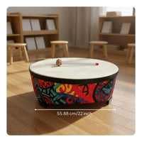 22-Inch Wooden Floor Drum Easy to Children's Music Drum Sturdy Design Percussion Instrument for Young Children, Early Education