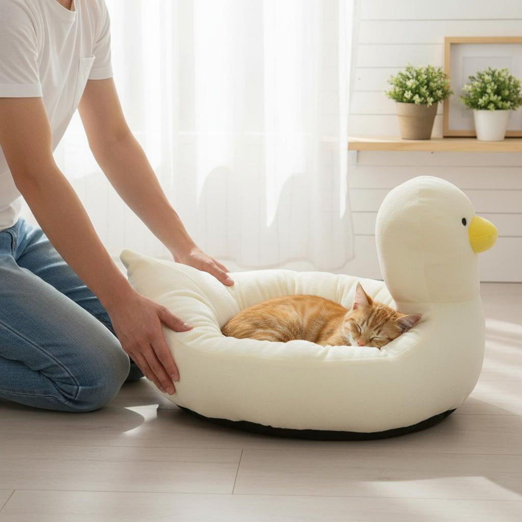Duck Feline Bed Warm Duck Pet Bed Soft for Indoor