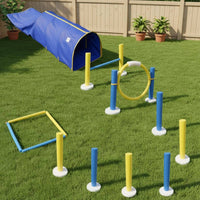 Dog Agility Training Set Blue and Yellow Pet Sports Round Bases