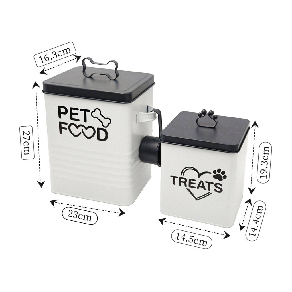 2 Pieces Airtight Pet Food Container Set Scoop Included Airtight Metal Canister