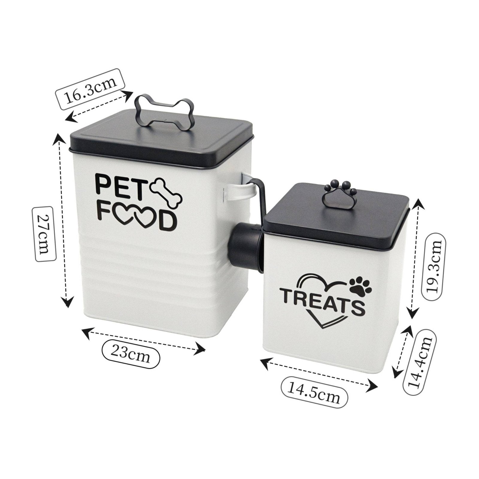 2 Pieces Airtight Pet Food Container Set Scoop Included Airtight Metal Canister