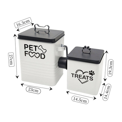 2 Pieces Airtight Pet Food Container Set Scoop Included Airtight Metal Canister