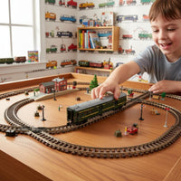 Lighted Baggage Railcar Model Rolling for Display Shelf