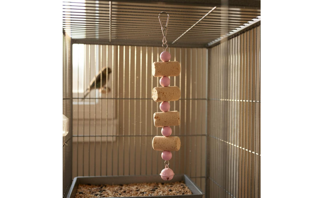 Cork Block Chew Toy Natural Wood Hanging Bird Chew Toy Boredom Relief