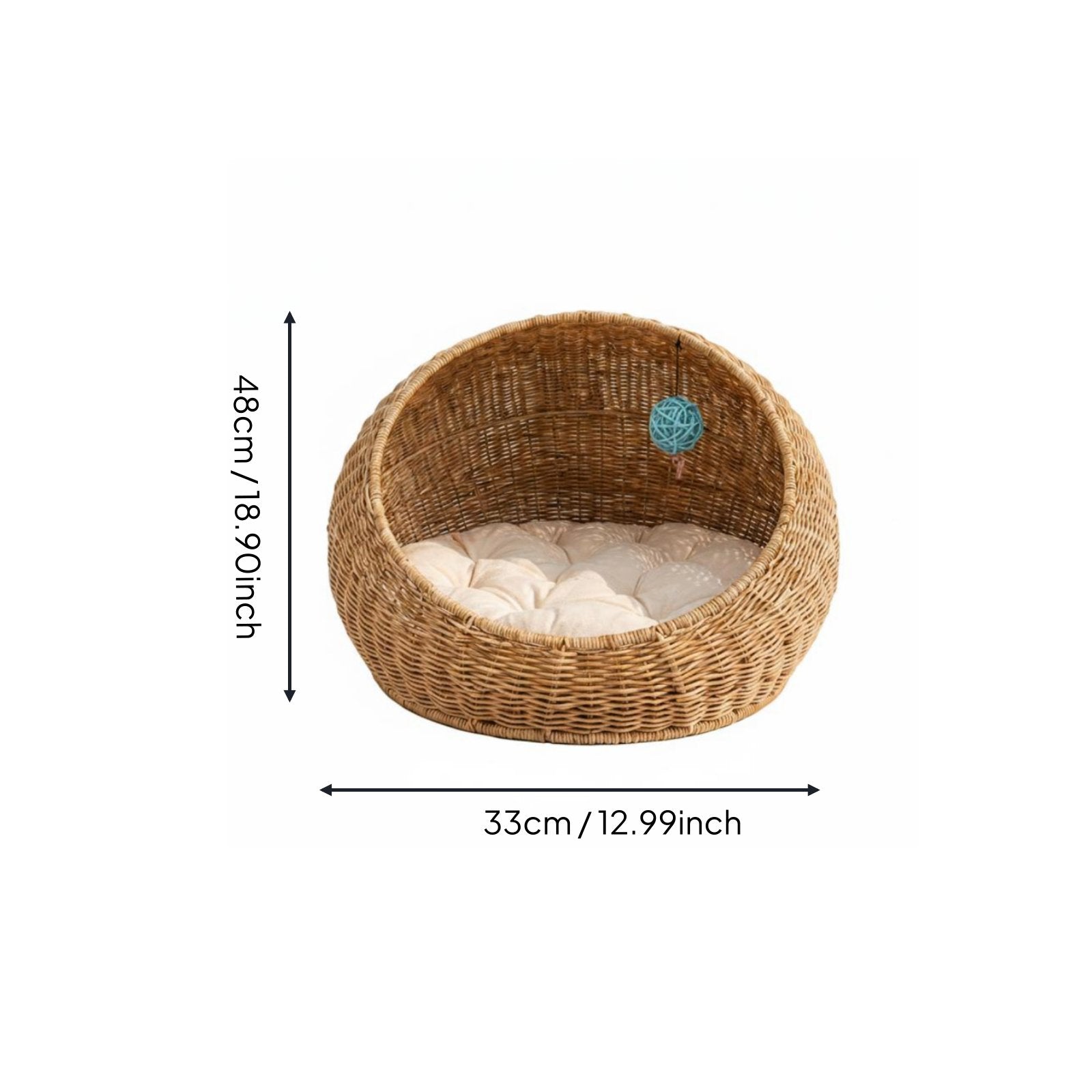 Rattan Design Feline Bed Breathable Feline Container Bed Year-Round for Indoor