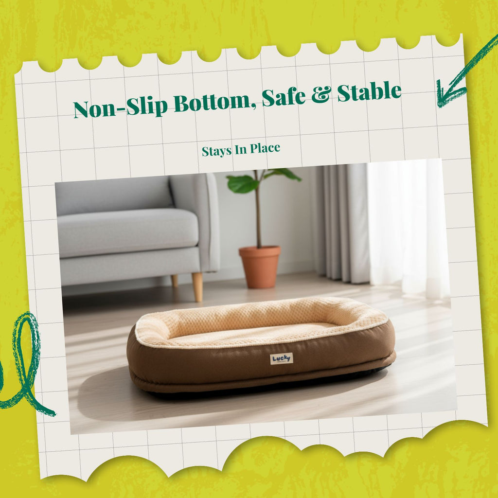 Dog Bed, Washable Non-Slip Plush Pet Mat, All-Season Comfort