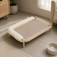 Bolstered Cat Bed Rounded Corners Woven Cat Bed All Season Pet Resting Furniture