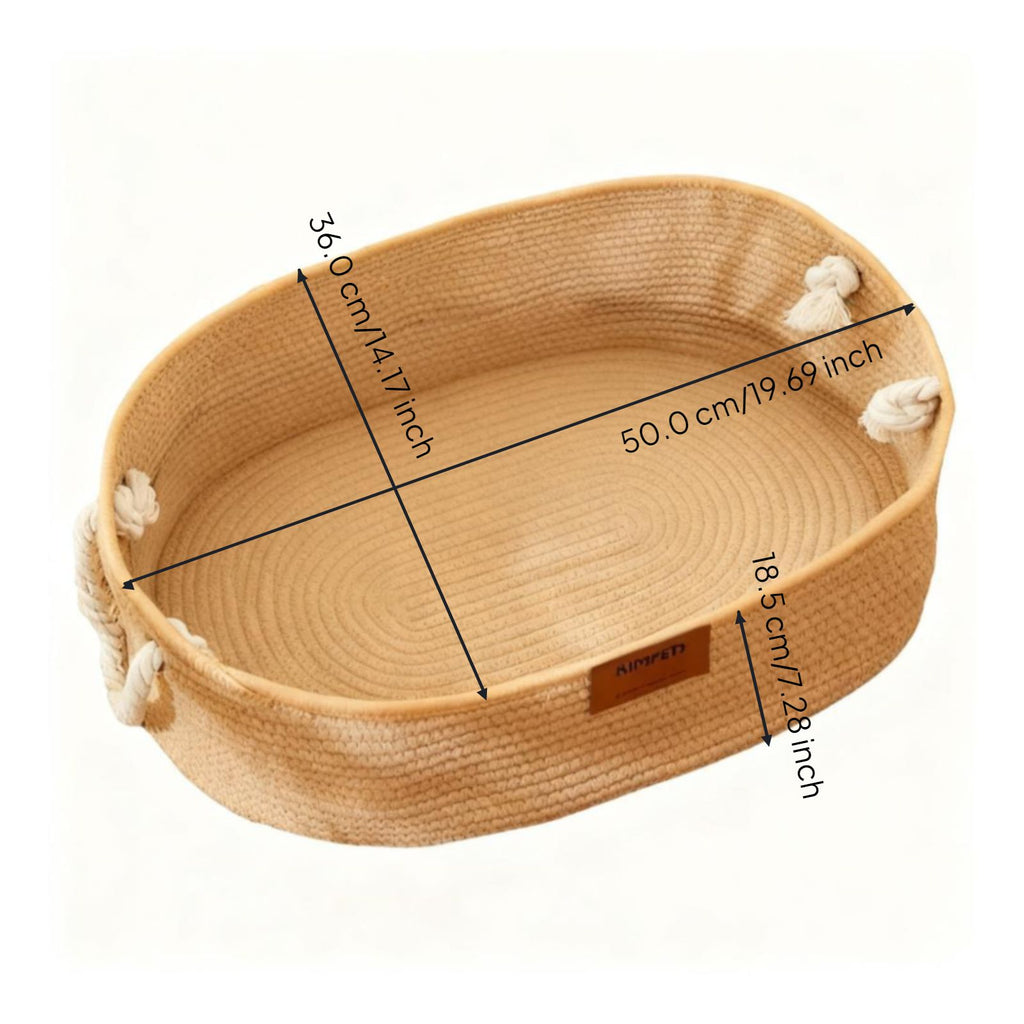 Cat Bed, Woven Basket, All-Season, Scuff-Resistant, Washable