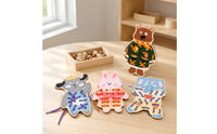 Animal Threading Board Hand-Eye Coordination Wooden Lacing Board Educational