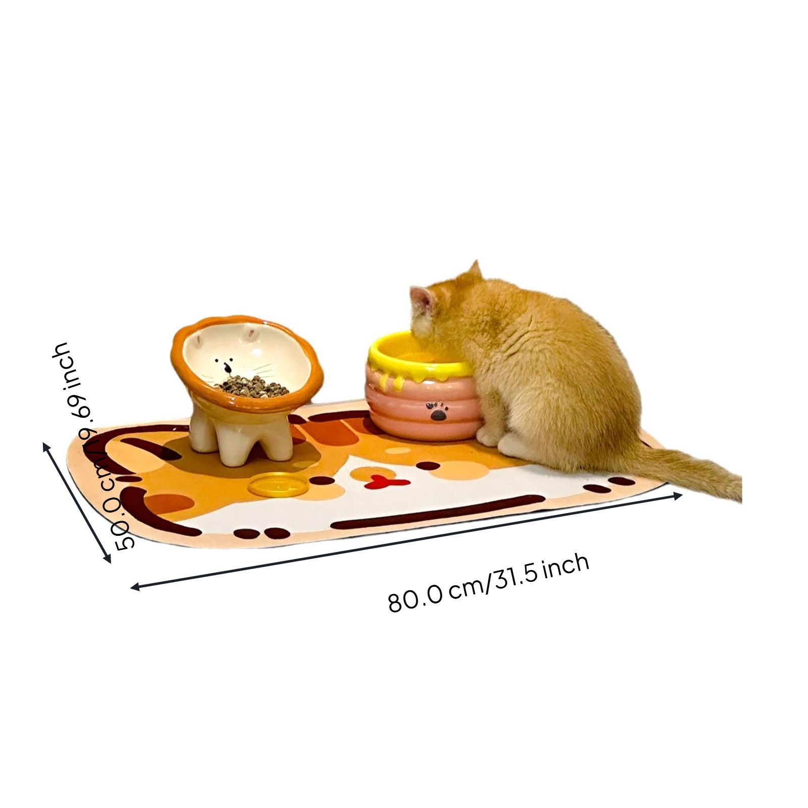 Cat Feeding Mat, Non-Slip Diatomaceous Earth Pet Food Mat, Absorbent, Quick Dry, Protects Floors, Easy to Clean, Prevents Spills, Pet Placemat for Messy Drinkers, Non-Slip Base, 18 x 12 inches