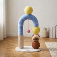 Arched Kitten Scratcher Hanging Ball Pet Furniture Blue