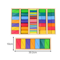 Rainbow Wooden Building Blocks Wood Rainbow Stacking Blocks -Ended Play Geometric Shape Sorting Toy for Young Children, Preschool, Playroom