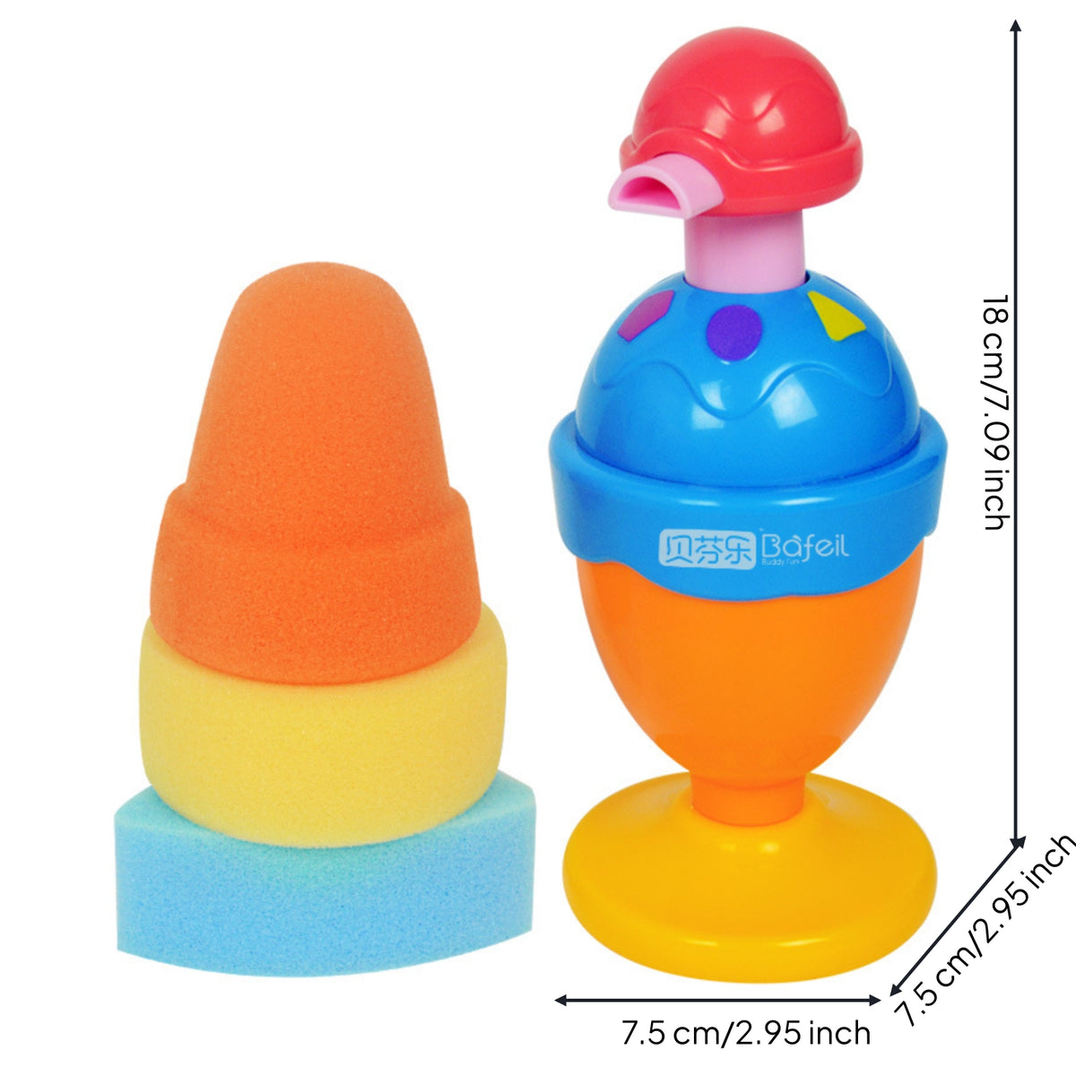 Ice Cream Foam Dispenser Colorful Ice Cream Bath Toy Easy to Clean for Children