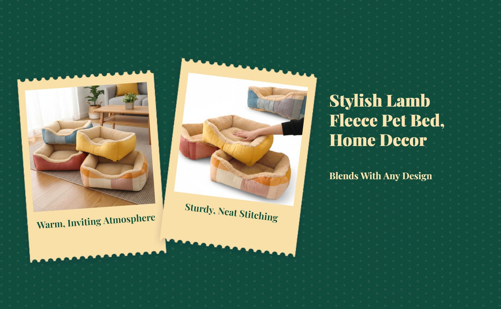 Lambswool semi-enclosed dog sofa with warm, removable cover.