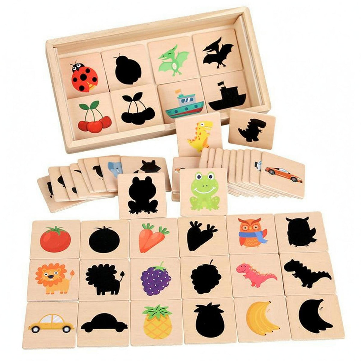 Wooden Shadow Matching Set Printed Motifs Shadow Matching Toy Reasoning Practice