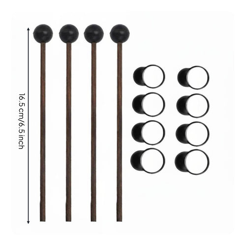 12 Pieces Steel Resonant Drum Mallet Set Solid Wood Handle for Beginners