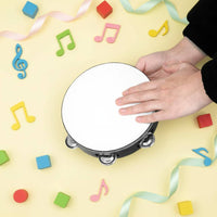 4 Pieces Black Tambourine Set Easy to Play Tambourine with Bells Clear Crisp Sound Musical Instrument for Kids, Dance Performance, Band Accompaniment