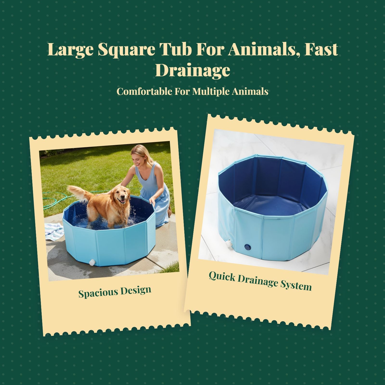Foldable pet bath, easy drain