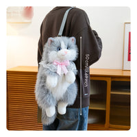 Ragdoll Cat Stuffed Backpack Adjustable Straps Realistic Cat Plushie Bag