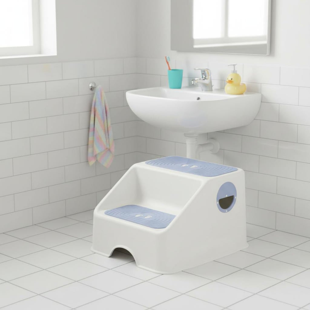 Toddler Bathroom Stool Anti-Tip Design Kids' 2-Step Stool Two-Tier Height