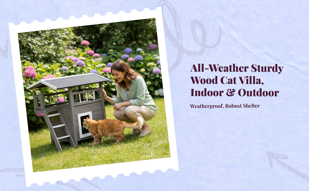 Insulated weatherproof wooden cat house