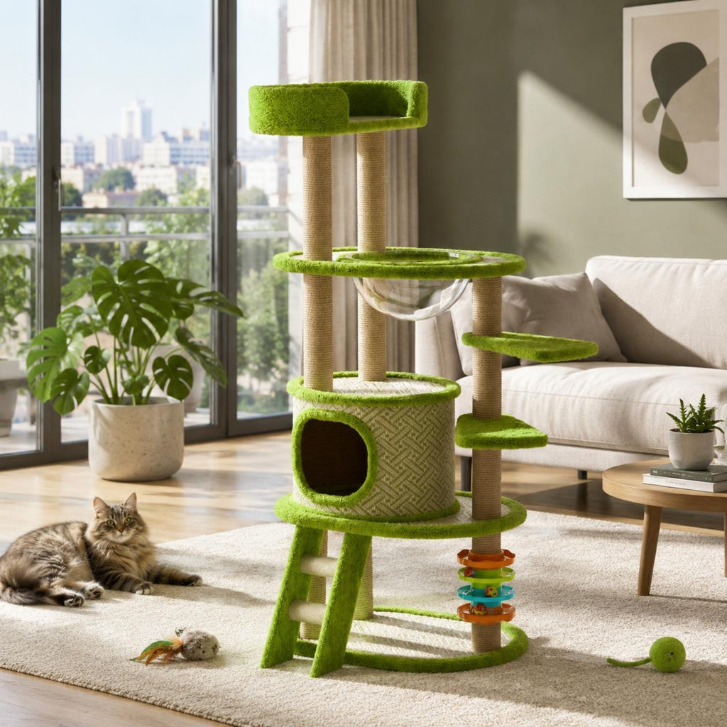 Multi-Level Feline Tree Top Lookout Feline Climbing Structure Soft