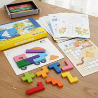 Five-Square Shape Puzzle Brainteaser Colorful Geometric Five-Square