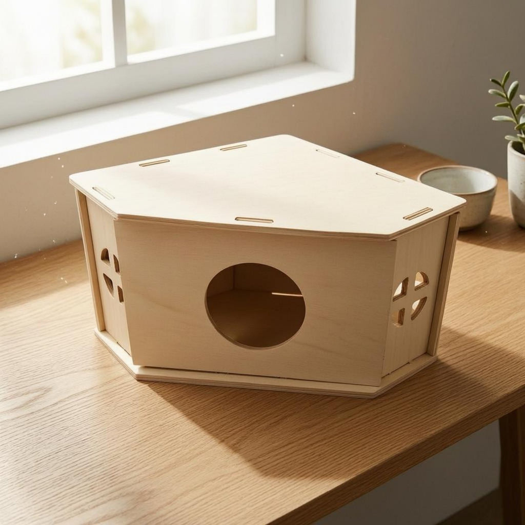 Triangular Roof Pet House Compact Wooden Pet Hideout House Ventilation Slots