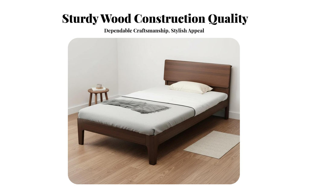 Durable Wood Lowsilhouette foundation Bed Nordic aesthetic Lowsilhouette Bed Base Minimalist Design Bedroom Furniture Slim Headboard for Adults, partners, Toddlers, Small Apartments, Apartment, Guest Room