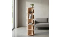 Wooden Rotating Bookshelf Floor Standing Bookcase Unit Cylindrical Furniture Storage