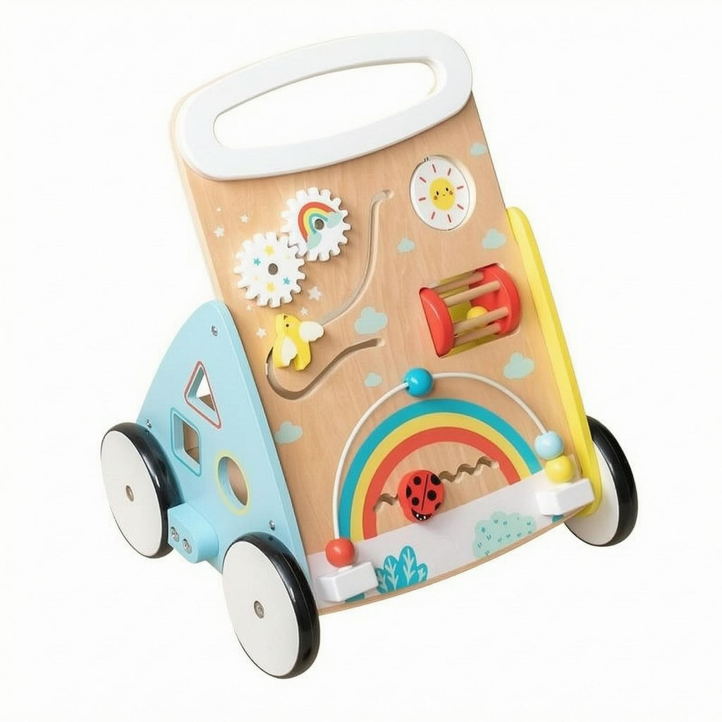 Wooden Baby Push Stroller Multi-Function Toddler Push Toy Smooth Edges