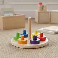 Wooden Hoop Stacker Early Learning Educational Color Matching Toy for Home, Kids
