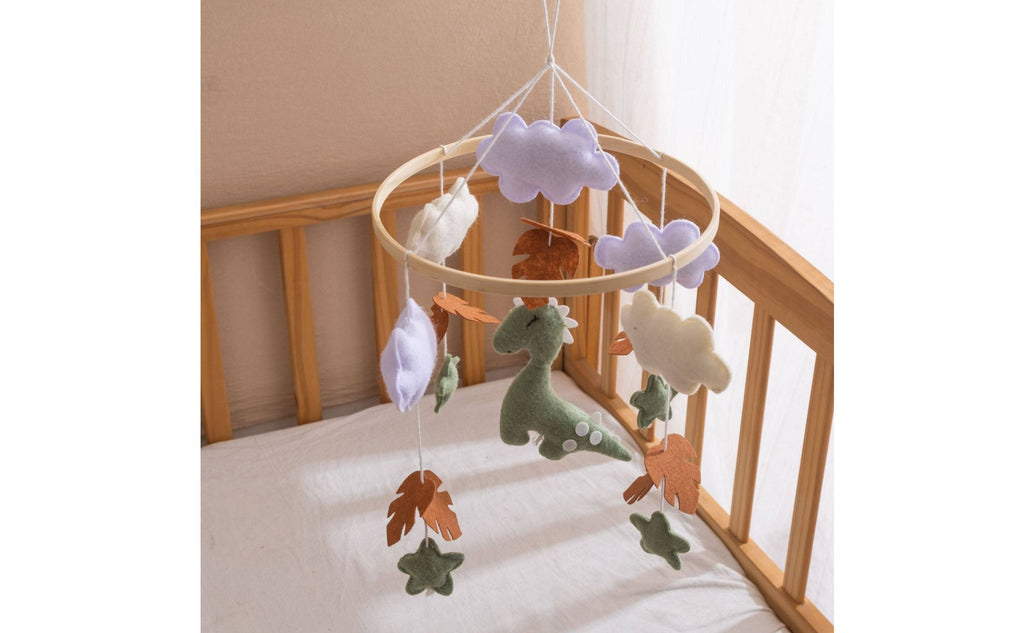 Handmade Textile Crib Mobile Visual Tracking Dinosaur Crib Mobile Child-Centered