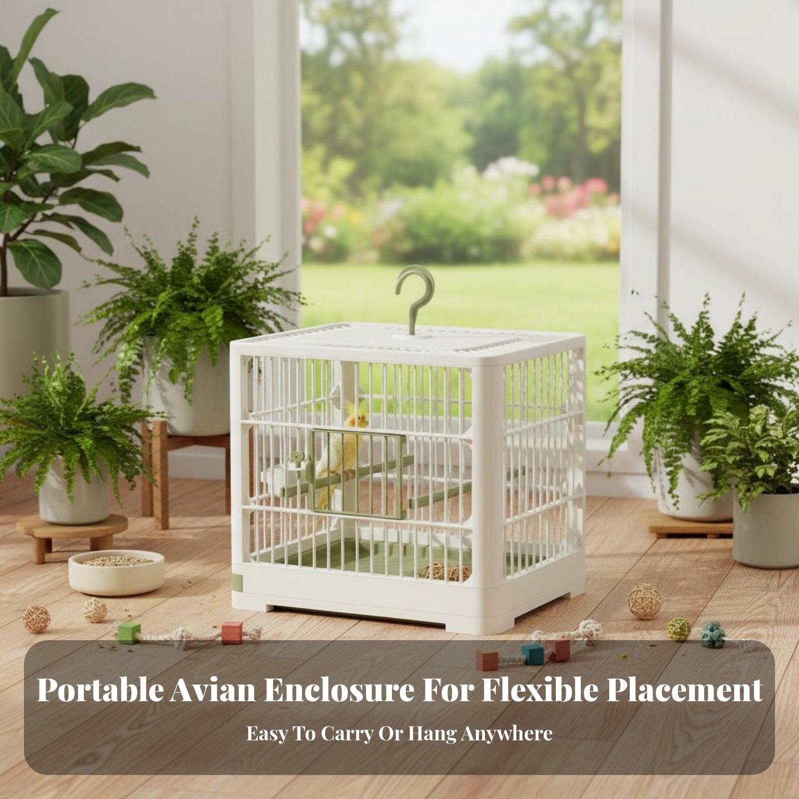House-Shaped Aviary Villa Design avian enclosure Easy to Clean for Living Room, Patio