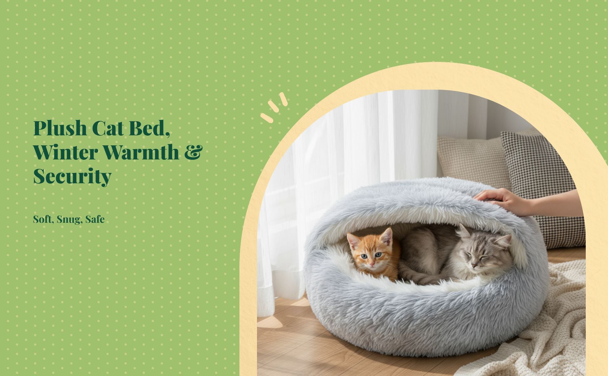 Washable plush cat bed, non-slip